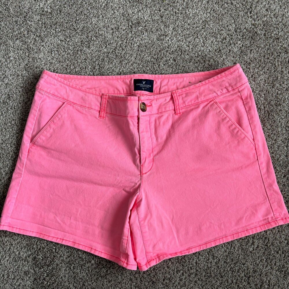American Eagle Outfitters Size 14 Neon Pink Midi Stretch Shorts Women's  #14